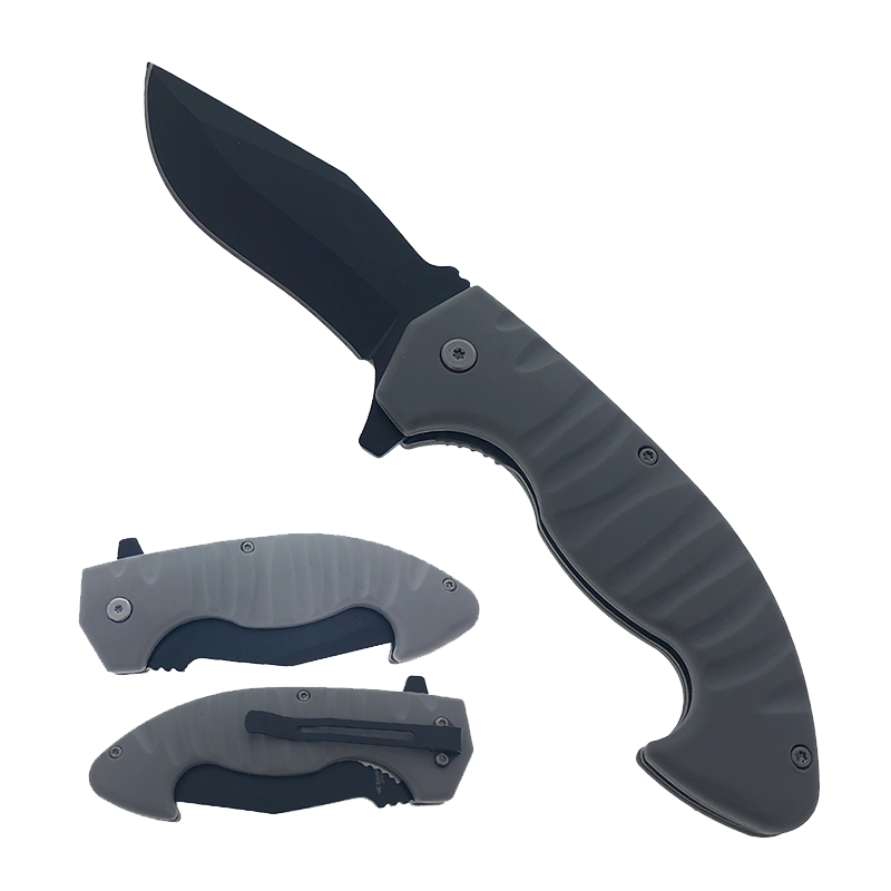 Falcon 8" Overall Semi-automatic Folding Knife Grey Reverse Handle