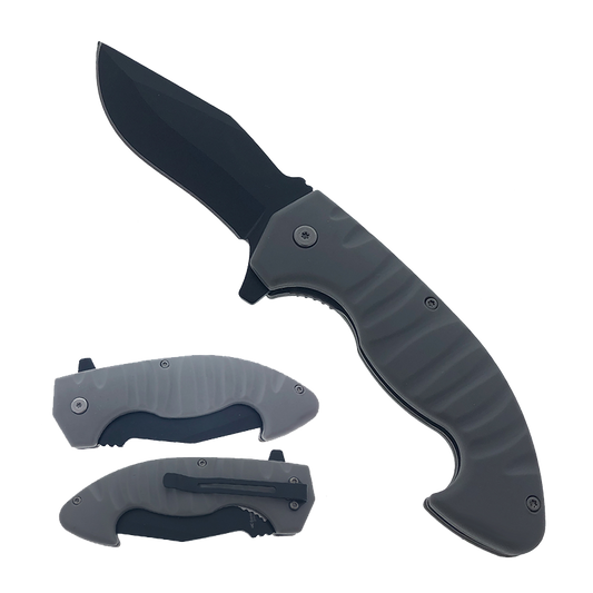 Falcon 8" Overall Semi-automatic Folding Knife Grey Reverse Handle