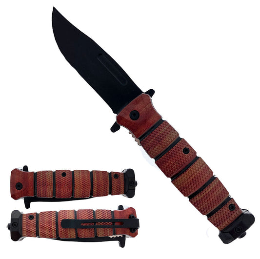 3" Black Blade / Snake Style Handle / Assisted Knife