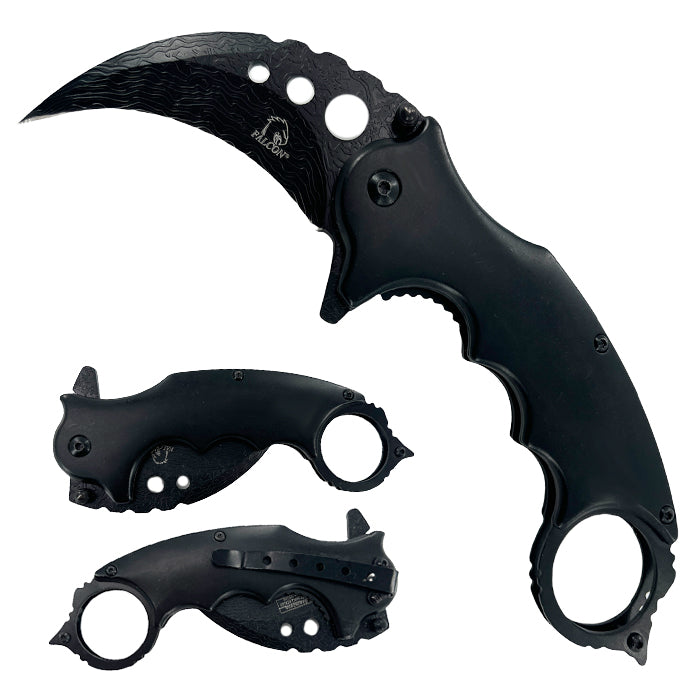 Falcon 8" Black Stainless Blade Gut Hook Hunting Knife