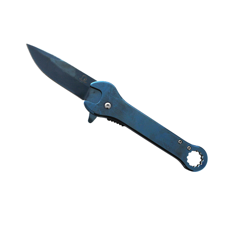 Falcon 7.75" Blue Spring Assisted Knife with 12 mm Wrench Function