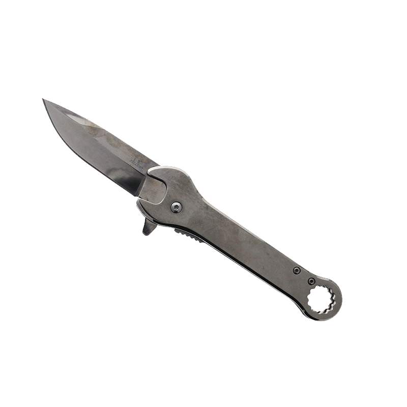 Falcon 7.75" Chrome Spring Assisted Knife with 12 mm Wrench Function