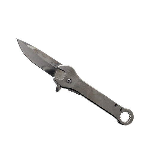 Falcon 7.75" Chrome Spring Assisted Knife with 12 mm Wrench Function