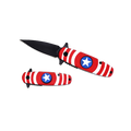 5.25" Overall Spring Assisted Knife with Red & Blue Spinner Function