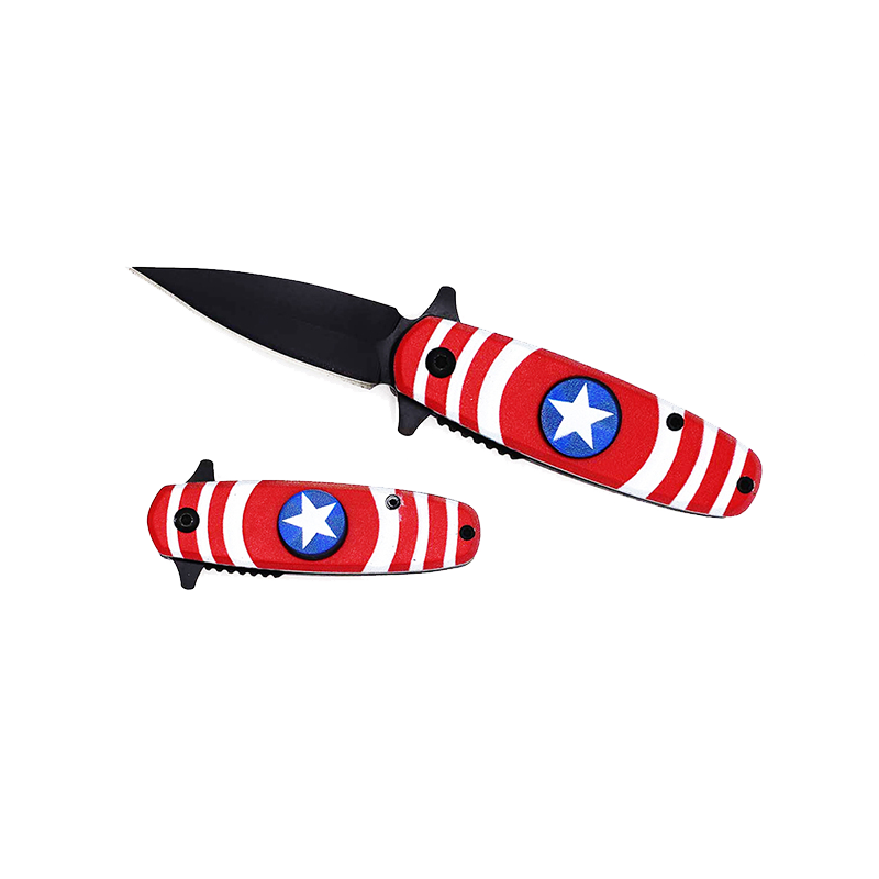 5.25" Overall Spring Assisted Knife with Red & Blue Spinner Function