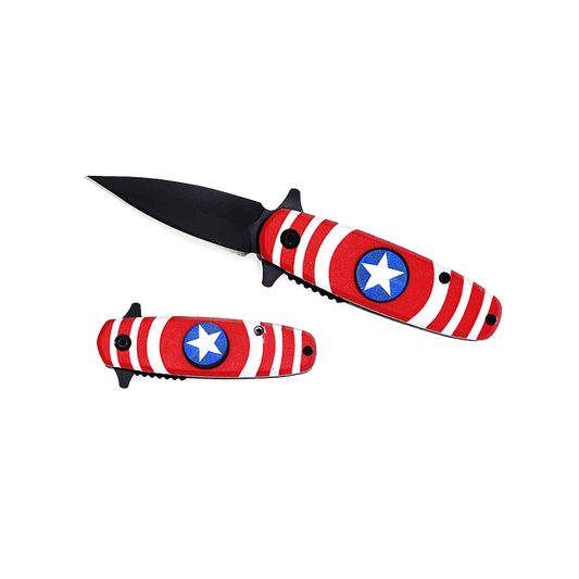 5.25" Overall Spring Assisted Knife with Red & Blue Spinner Function