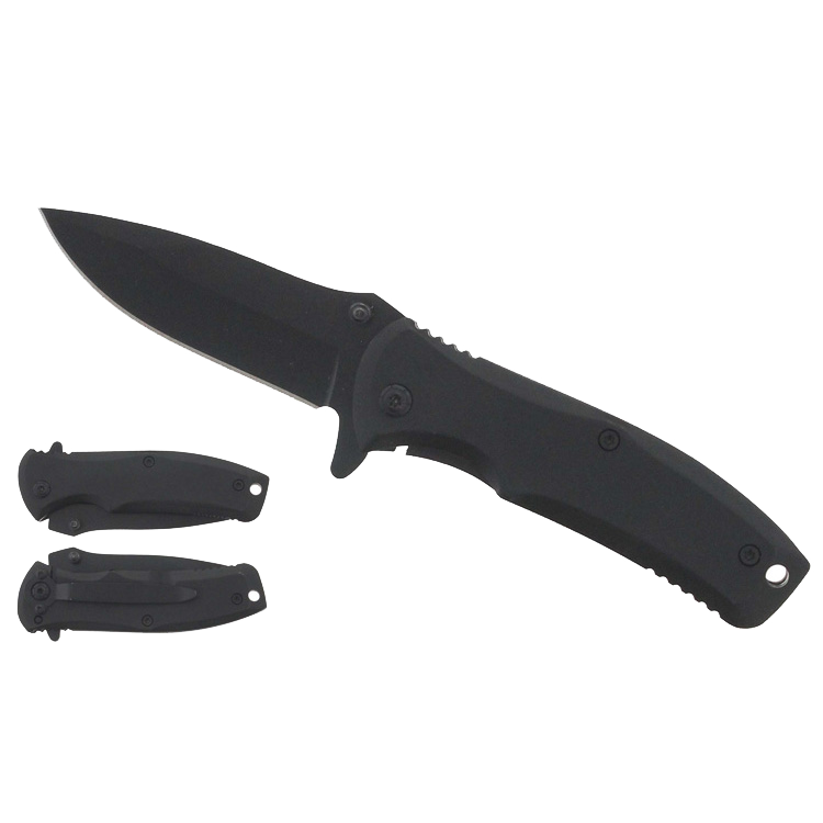 Falcon 6.25" Overall Black Spring Assisted Knife; w/Belt Clip