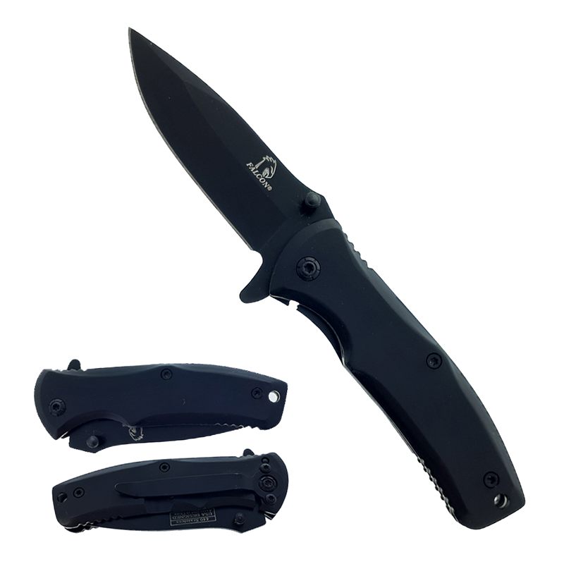 Falcon 7.75" Overall Black Titanium Blade Knife