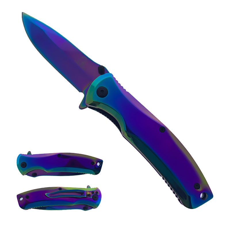 Falcon 7.75" Overall Rainbow Titanium Blade Knife