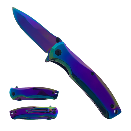 Falcon 7.75" Overall Rainbow Titanium Blade Knife