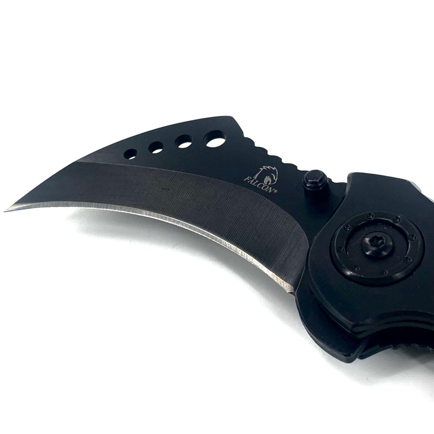 Falcon 7.5" Overall Black Spring Assisted Karambit Knife