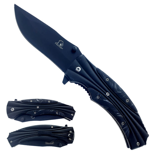 Falcon Black Blade Black Acrylic Handle Pocket Knife