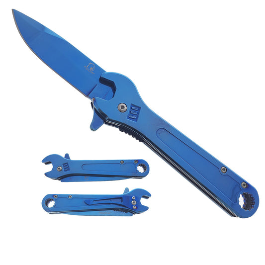 Blue Spring Assisted 4.5" Adjustable Wrench Handle Knife
