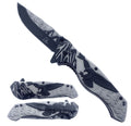 8-Inch Spring-Assisted Knife, Gray & Black Eagle Design | KS3778BK