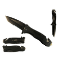 8" Black Spring Assisted Knife | Seat Belt Cutter & Glass Breaker