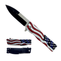 8" Overall Semi Automatic Folding Knife w/US Flag Handle