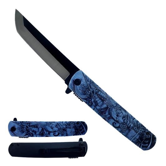 Buy Blue Tanto Pocket Knife Wholesale Price Online: Pacific Solution.