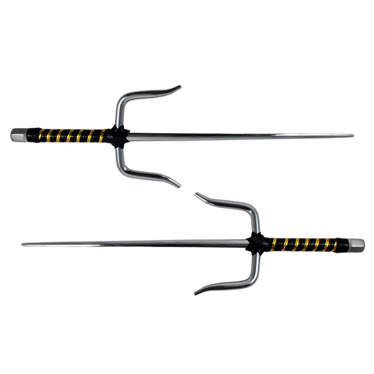 19" Chrome Sai with blackgold plastic wrapped handle.