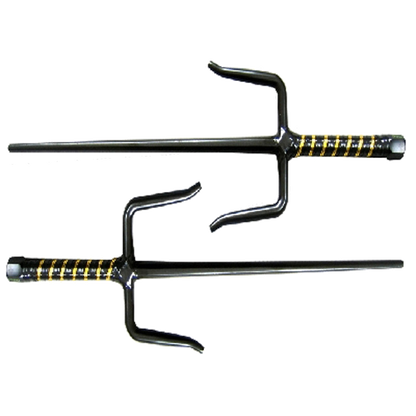 21" Black Sai with black/gold  plastic wrapped handle.