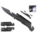 Pacific Solution multi-tool folding knife with Flashlight and fire starter features a sleek design and durable blade