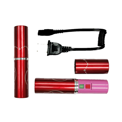 5"  5 million volt Lip Stick Style Stun Gun W/Flash Light Red 