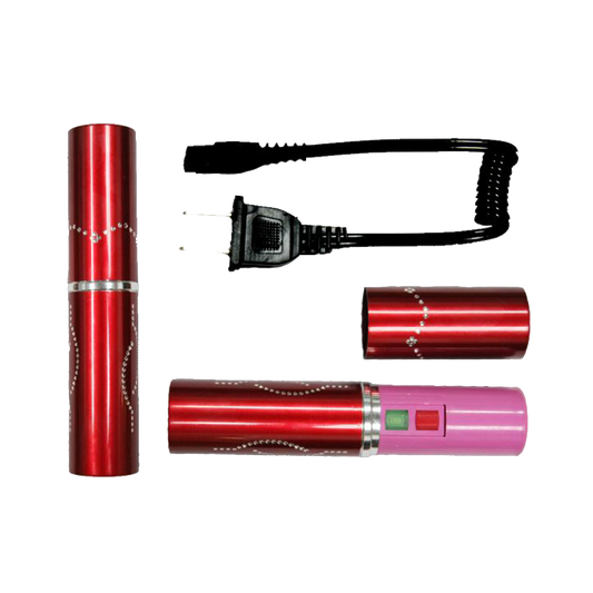 5"  5 million volt Lip Stick Style Stun Gun W/Flash Light Red 