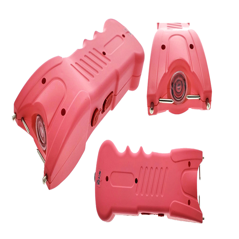 Pink Rechargeable Stun Gun w/ LED Flashlight designed for personal safety and easy carry