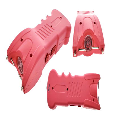 Pink Rechargeable Stun Gun w/ LED Flashlight designed for personal safety and easy carry