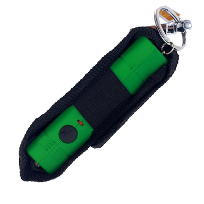 Thunder Blast rechargeable stun gun 5000k volts in green with black protective case and keychain