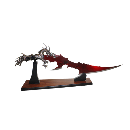 25" Red blade dragon fantasy dagger display