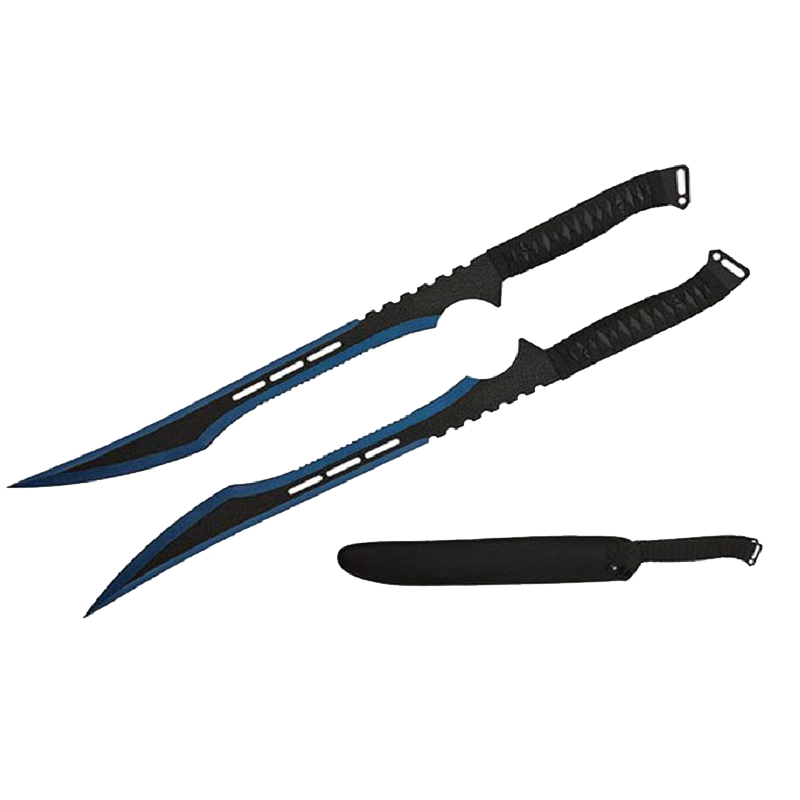 Tactical Master 27" Twin Tactical Machete Set (blue)