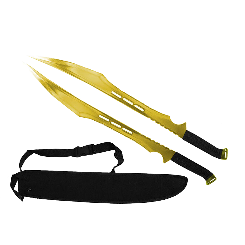 Tactical Master 27" Twin Tactical Machete Set (Gold)