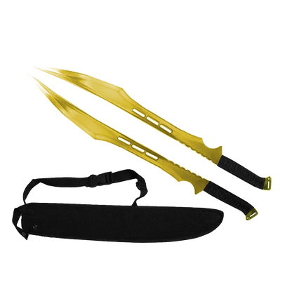 Tactical Master 27" Twin Tactical Machete Set (Gold)