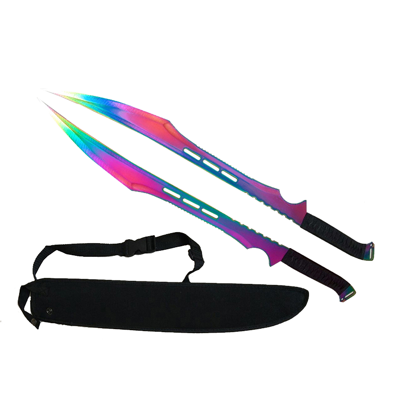 Tactical Master 27" Twin Tactical Machete Set (rainbow)