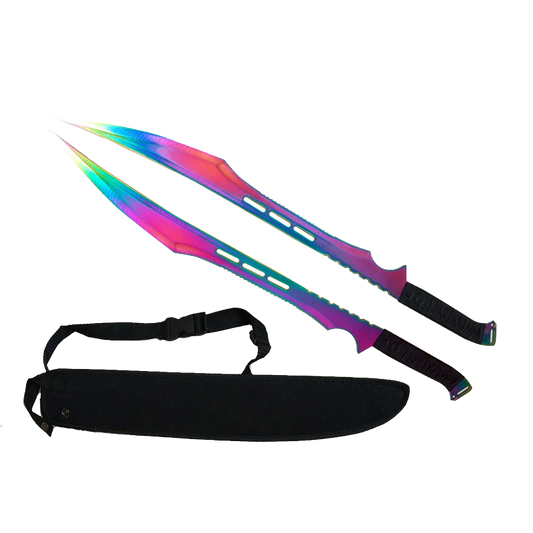 Tactical Master 27" Twin Tactical Machete Set (rainbow)