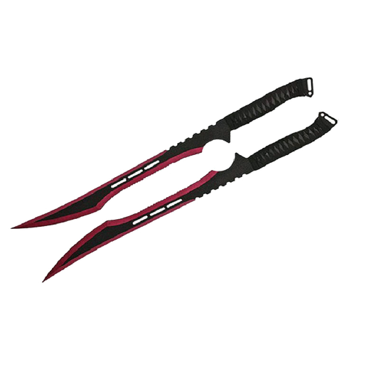 Tactical Master 27" Twin Tactical Machete Set (Red)