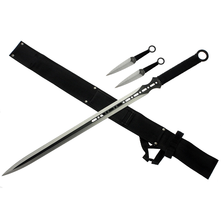 Tactical Master 27" Machete with 2 pcs 6" throwing knives