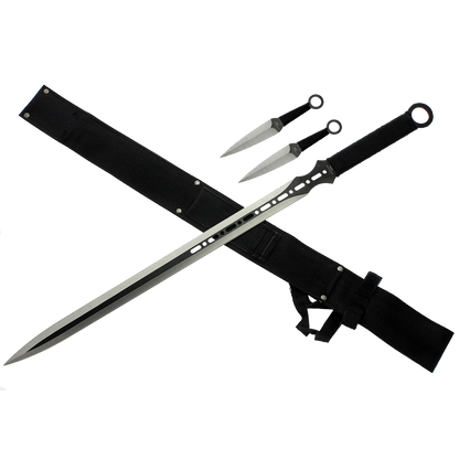 Tactical Master 27" Machete with 2 pcs 6" throwing knives