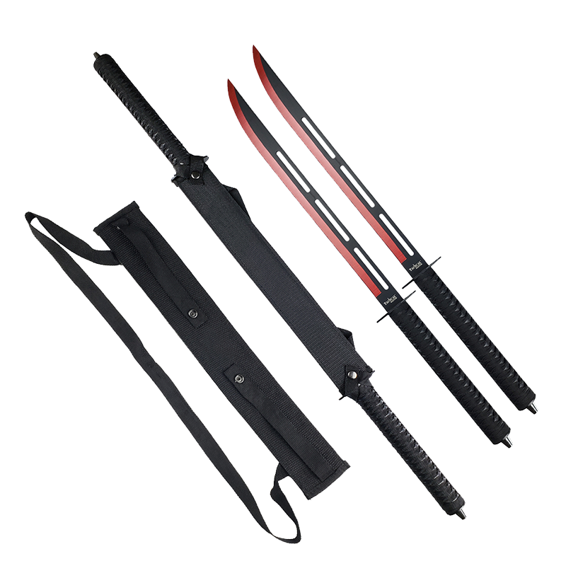 Tactical Master Twin Machetes with Red Color Coated Edge