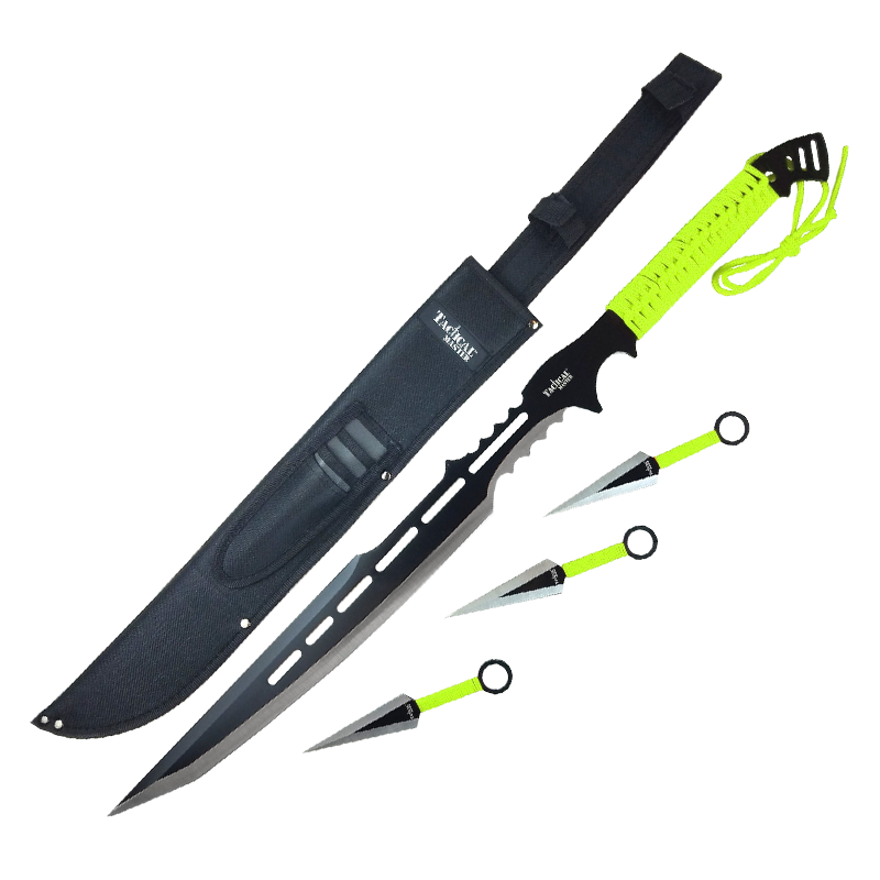 27" Machete With 3 PCS Throwing Knives Set