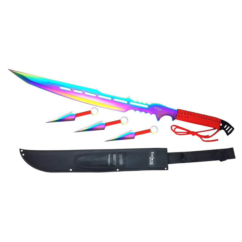 Tactical Master 27" Machete With 3 PCS Throwing Knives Set