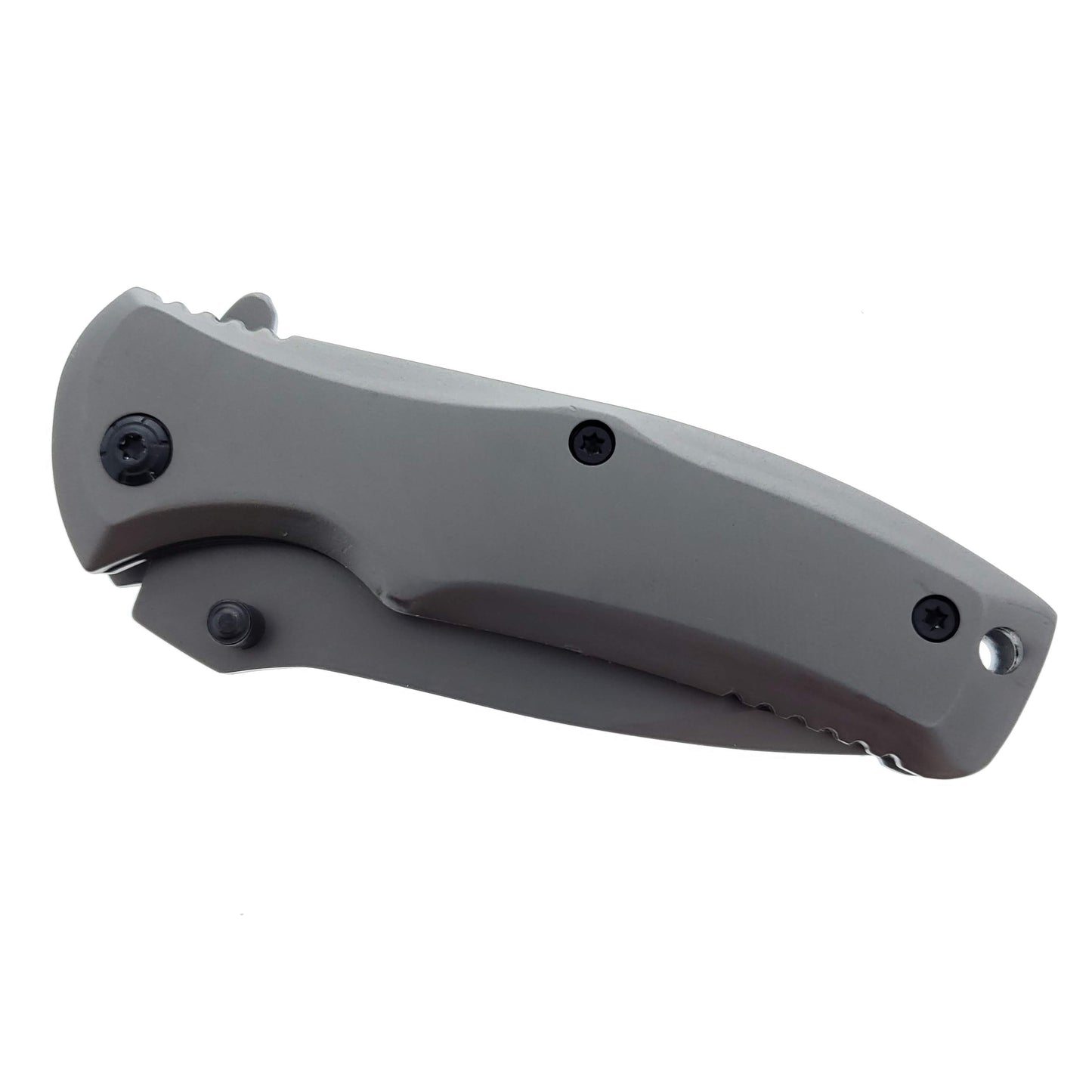 Falcon spring assist EDC knife gray with ergonomic handle for easy one-handed use