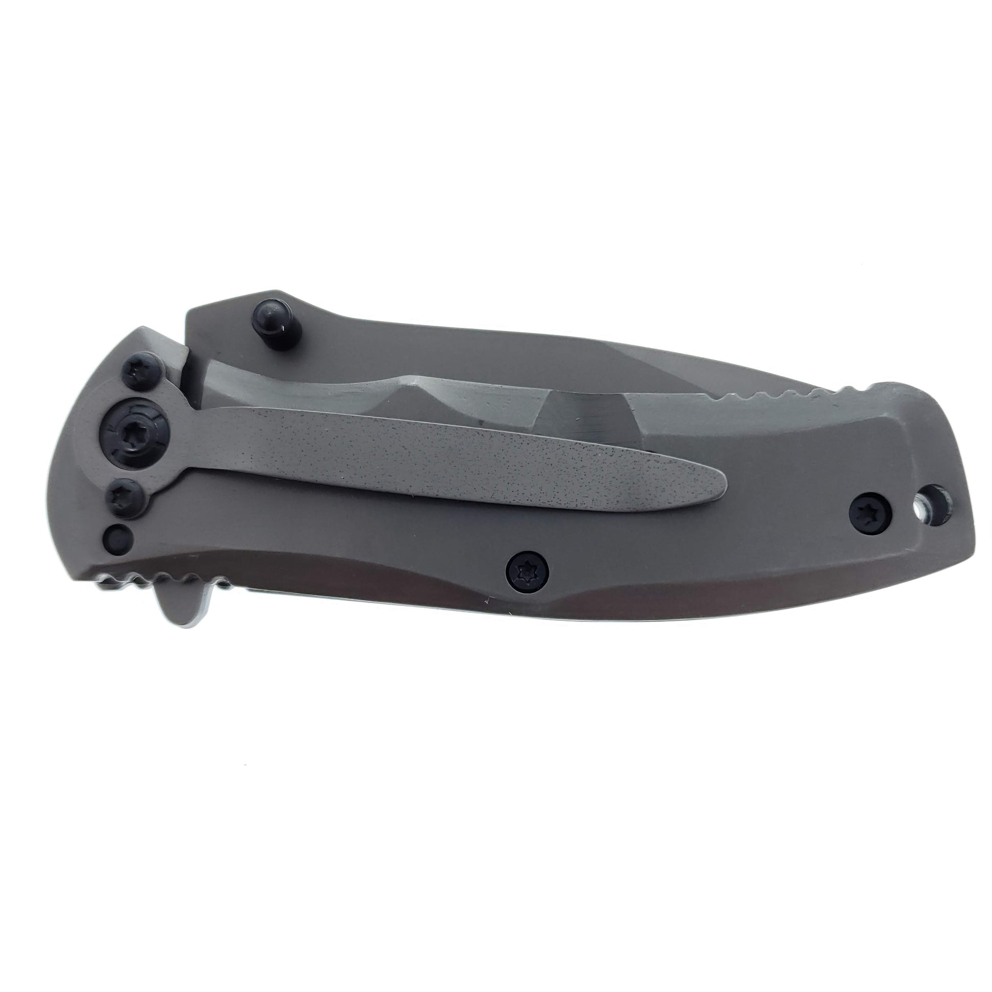 Falcon spring assist EDC knife gray with a sleek design and ergonomic handle