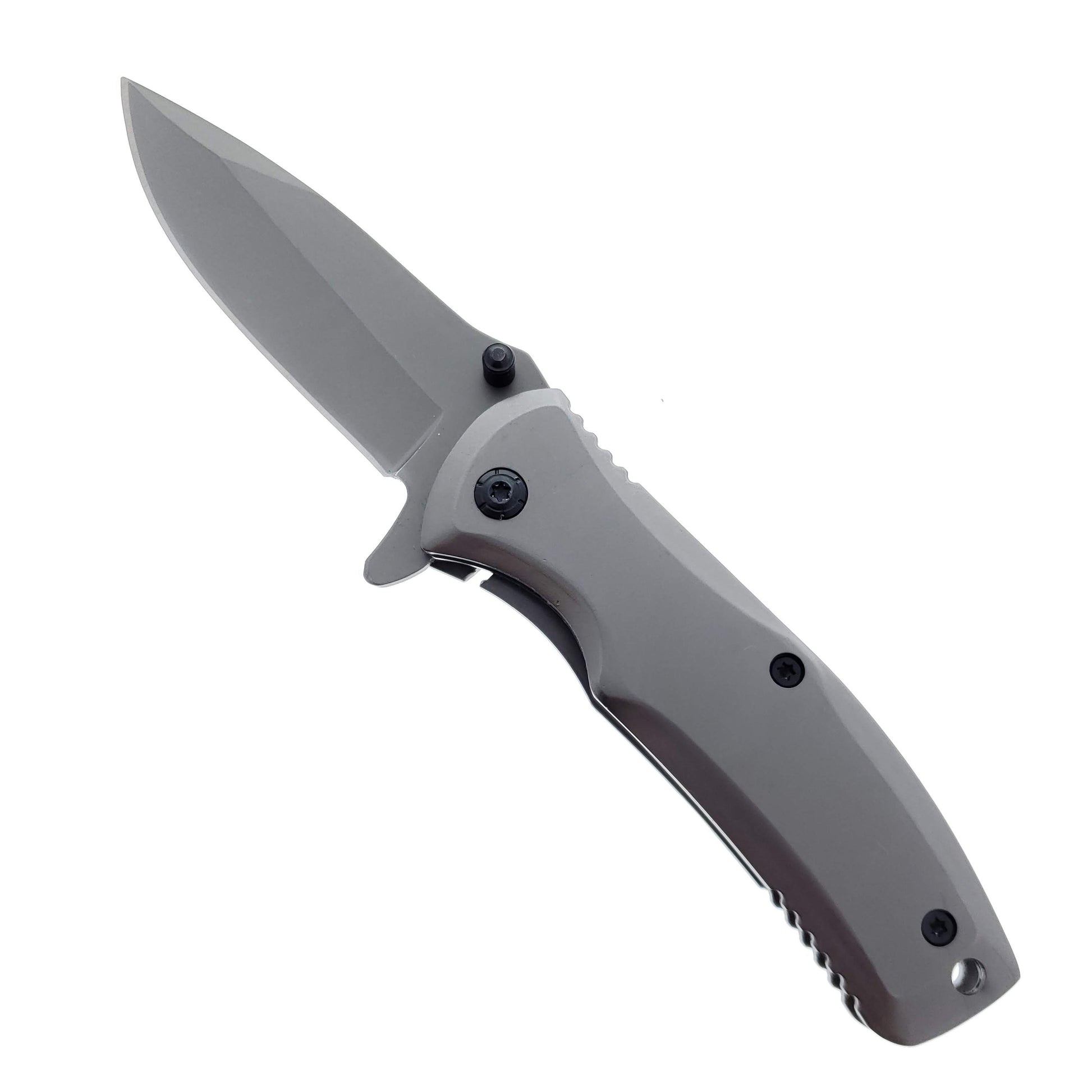 Falcon spring assist EDC knife gray with a sleek blade and ergonomic handle for everyday use