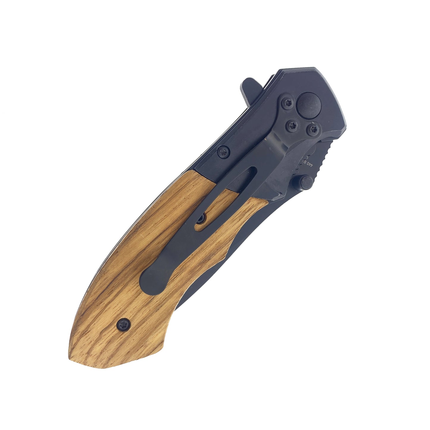 Pacific Solution Spring Assisted Knife with Carbon Fiber & Wood Handle for easy one-handed opening