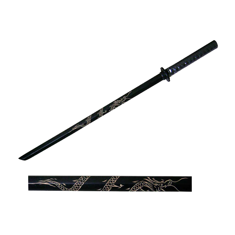 40" Black Wooden Samurai Sword (dragon)