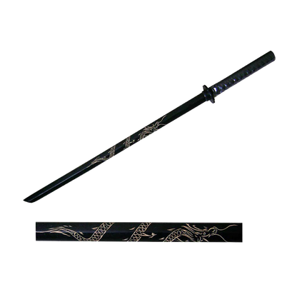 40" Black Wooden Samurai Sword (dragon)