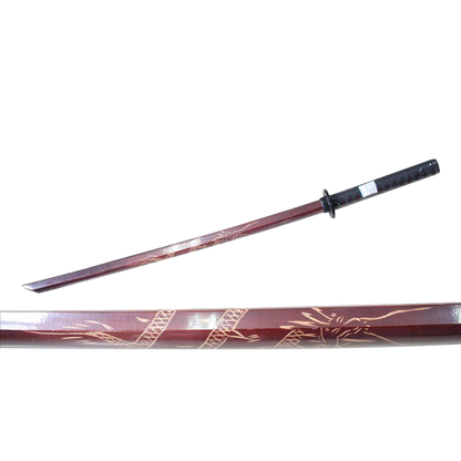 40" Red Wooden Samurai Sword (dragon)