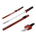29 1/2" Red Wooden Samurai Sword with scabbard