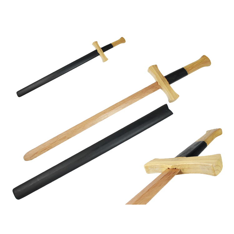 29 1/2" Wooden Medieval Sword with black scabbard